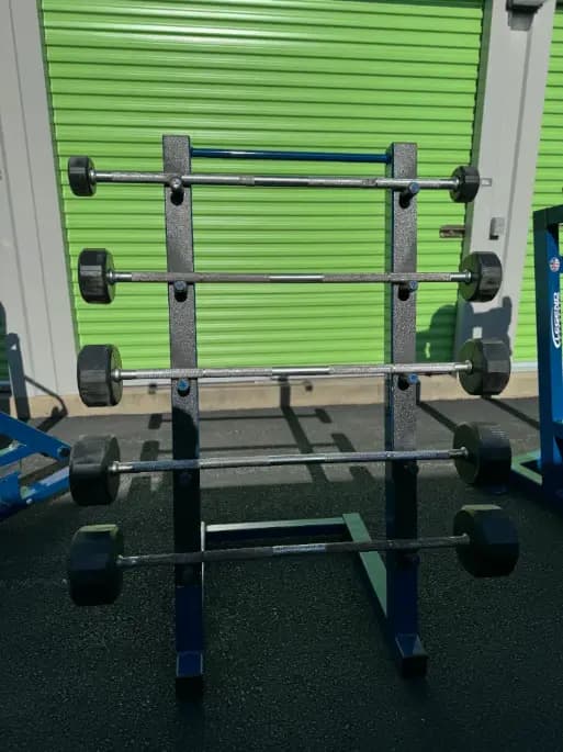 Legend Fitness Barbell Rack w Troy Barbells